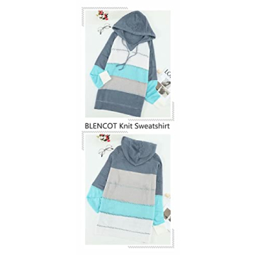Stylish BLENCOT Women's Color Block Hoodie - Blue S