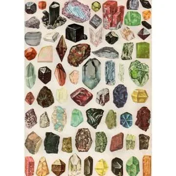CafePress Vintage Geology Rocks Gemstones Folded Greeting Card Matte