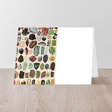 CafePress Vintage Geology Rocks Gemstones Folded Greeting Card Matte