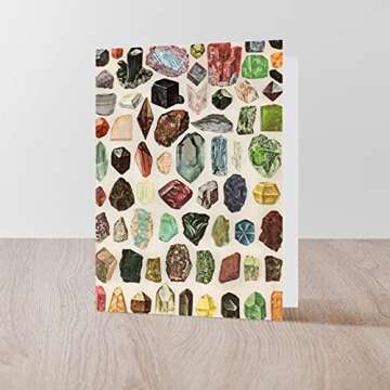 CafePress Vintage Geology Rocks Gemstones Folded Greeting Card Matte