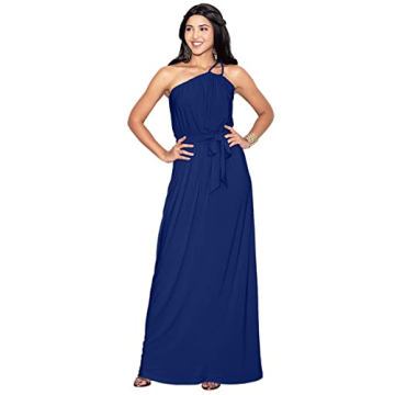 KOH KOH Womens Long Sleeveless One Shoulder Cocktail Evening Formal Bridesmaid Bridal Wedding Party ...