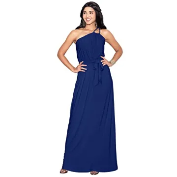 KOH KOH Womens Long Sleeveless One Shoulder Cocktail Evening Formal Bridesmaid Bridal Wedding Party ...
