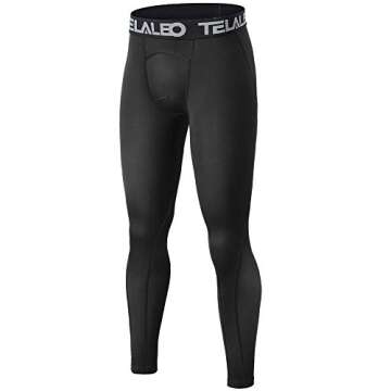 TELALEO Boys Thermal Compression Leggings Pants Youth Fleece Lined Base Layer Tights Cold Weather Heat Gear (Fireball is an AD) Black M