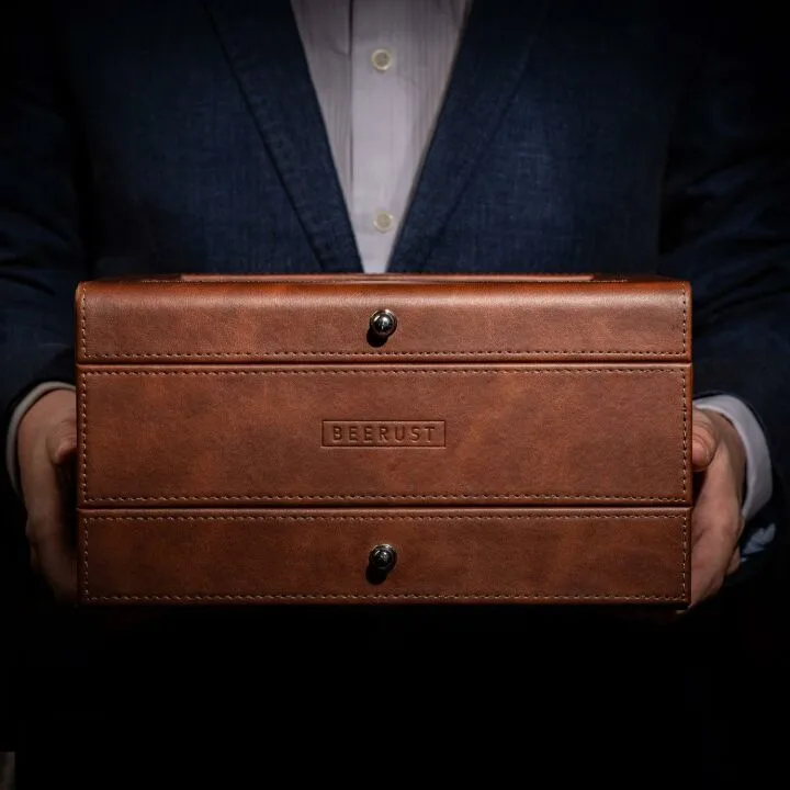 Men's Luxury Leather Watch Box with Valet Drawer