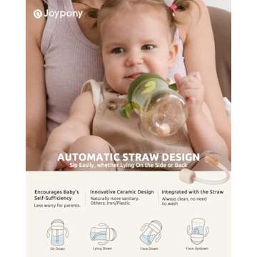 Joypony Sippy Cups for Toddlers, PPSU Spill-Proof Transition Straw Cups for 6 month + old with 4-Layer Protection, Weighted Sippy Cups with 2 Pcs Silicone Straw, BPA-Free, 9oz