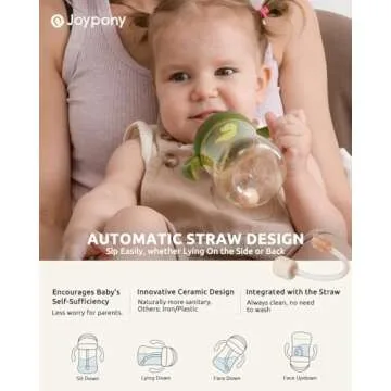Joypony Sippy Cups for Toddlers, PPSU Spill-Proof Transition Straw Cups for 6 month + old with 4-Layer Protection, Weighted Sippy Cups with 2 Pcs Silicone Straw, BPA-Free, 9oz