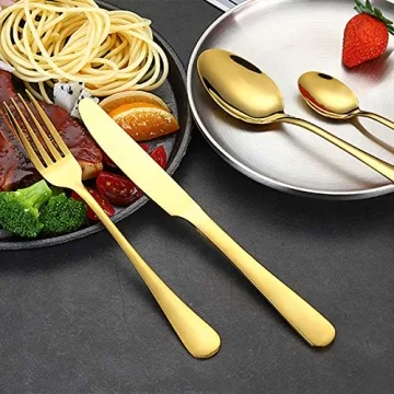 Gold Silverware Set with Gift Box for Housewarming Presents