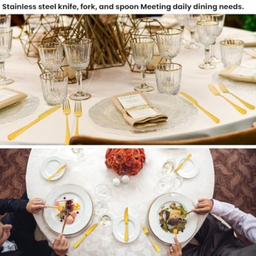 Gold Silverware Set with Gift Box for Housewarming Presents