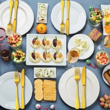 Gold Silverware Set with Gift Box for Housewarming Presents