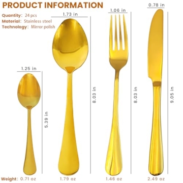 Gold Silverware Set with Gift Box for Housewarming Presents