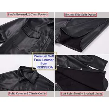 RISISSIDA Women Faux Leather Shacket Jacket Stylish and Comfortable