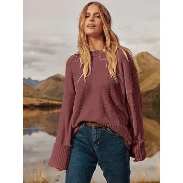 Cozy ANRABESS Women's Oversized Fuzzy Knit Sweater