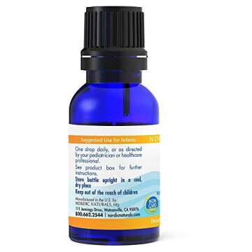 Nordic Naturals Baby's Vitamin D3, Unflavored - 400 IU Vitamin D3 - 0.37 oz - Healthy Bones, Immune System Support, Normal Sleep Rhythms - Non-GMO, Certified Vegetarian - 365 Servings, 0.37 Fl Oz (Pack of 1)