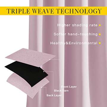NICETOWN Blackout Pink Curtains for Girls Room - Thermal Insulated Solid Grommet Room Darkening Curtains/Panels/Drape for Bedroom (Lavender Pink=Baby Pink, 1 Pair, 52 by 84-Inch)