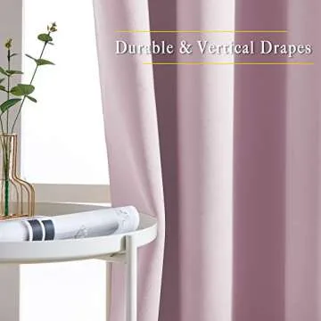 NICETOWN Blackout Pink Curtains for Girls Room - Thermal Insulated Solid Grommet Room Darkening Curtains/Panels/Drape for Bedroom (Lavender Pink=Baby Pink, 1 Pair, 52 by 84-Inch)