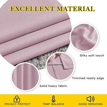 NICETOWN Blackout Pink Curtains for Girls Room - Thermal Insulated Solid Grommet Room Darkening Curtains/Panels/Drape for Bedroom (Lavender Pink=Baby Pink, 1 Pair, 52 by 84-Inch)