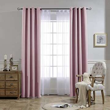 NICETOWN Blackout Pink Curtains for Girls Room - Thermal Insulated Solid Grommet Room Darkening Curtains/Panels/Drape for Bedroom (Lavender Pink=Baby Pink, 1 Pair, 52 by 84-Inch)