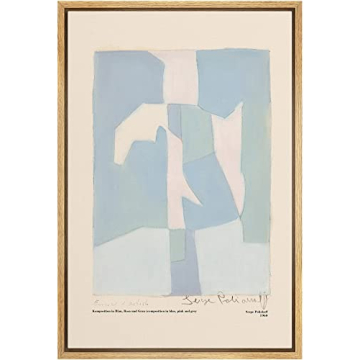 SIGNLEADER Framed Canvas Print - Blue Pastel Artwork