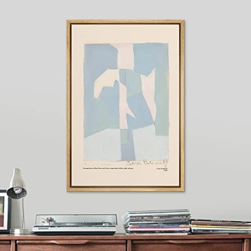 SIGNLEADER Framed Canvas Print - Blue Pastel Artwork