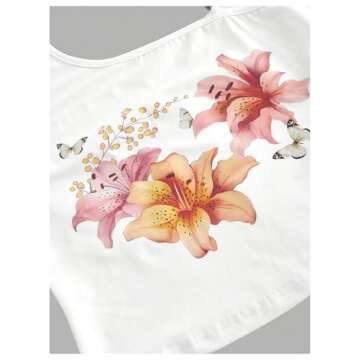 Milumia Women's Beaded Floral Backless Halter Top Asymmetrical Sleeveless Y2k Tops White Large