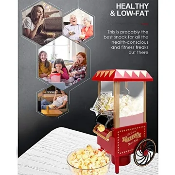 VAlinks Hot Air Popcorn Machine, Popcorn Maker, 1200W Home Electric Popcorn Popper with Kernel Measuring Scoop, Healthy Oil-Free & BPA-Free for Home, Birthday Party, Movie Night or Christmas (Small)