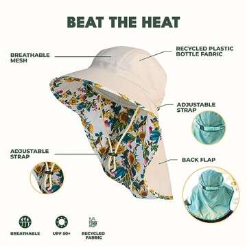 FARMER'S DEFENSE Sun Hat | UPF 50+ Sun Protection | Wide Brim | Neck Flap | Lifeguard Hat | Lightwei...