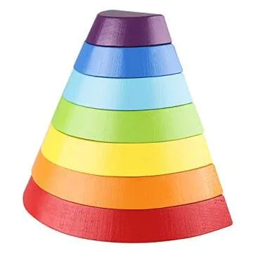 Coogam Wooden Rainbow Stacker Building Blocks for Kids