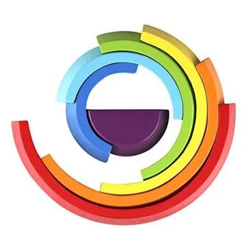 Coogam Wooden Rainbow Stacker Building Blocks for Kids