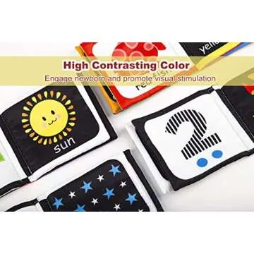 Baby First Soft Activity Cloth Book Set, High Contrast Black and White Interactive Crinkle Soft Book...