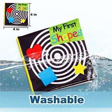 Baby First Soft Activity Cloth Book Set, High Contrast Black and White Interactive Crinkle Soft Book Bundle for Infant, Baby Early Education for Brain Development with Numbers, Words, Shapes, Colors