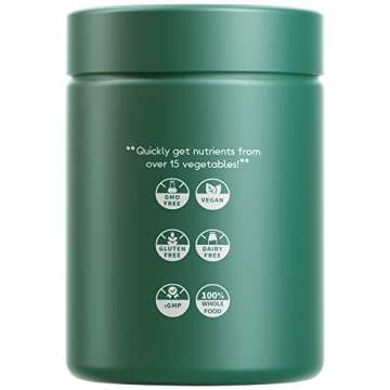 Codeage Instantfood Easy Veggies, Over 15 Vegetable Powders Equivalent All-in-One, Daily Vegan Blend, Whole Food Greens Vitamins Supplement Capsules, Phytonutrients Multivitamin, Non-GMO, 90 Capsules