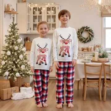 OAKFashion Christmas Pajamas for Family Matching Sets - Comfortable Holiday PJs