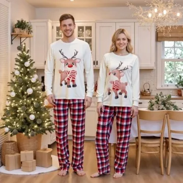 OAKFashion Christmas Pajamas Family Matching Sets for Holidays