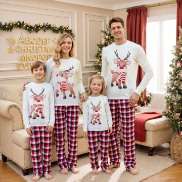 OAKFashion Christmas Pajamas Family Matching Sets for Holidays