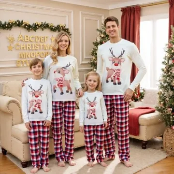 OAKFashion Christmas Pajamas Family Matching Sets for Holidays