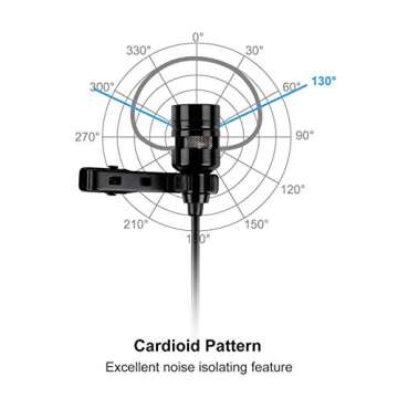 Fifine USB Lavalier Lapel Microphone, Clip-on Cardioid Condenser Computer Mic Plug and Play USB Microphone with Sound Card for PC and Mac-K053