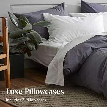 Brooklinen Luxury Sateen Pillowcases - Set of 2, King Size in Cream - 100% Long Staple Cotton with Envelope Closure