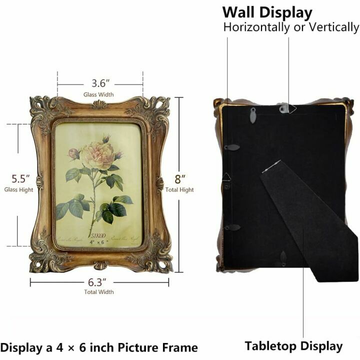 SIKOO Vintage 4x6 Picture Frame for Home Decor
