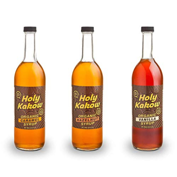 Holy Kakow Cafe Organic Syrup Variety Pack - Caramel, Hazelnut, Vanilla Syrups for Coffee, Cocktails...