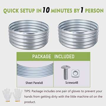 FORTUNO High Round Galvanized Raised Garden Bed Kit Box Dia 3 x H 1.5Ft (2 Pack) Metal Outdoor Flower Bed Steel Patio Ground Planter for Planting Vegetables and Herb, Silver