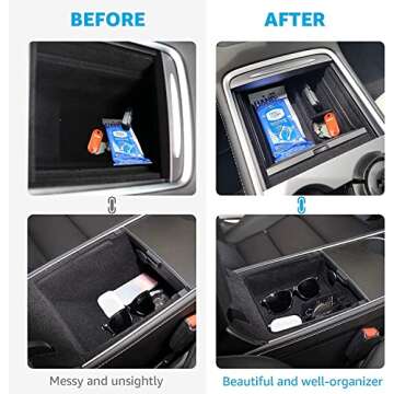 Motrobe 2025 Upgraded 3PCS Tesla Model 3 Model Y Center Console Organizer Tray Hidden Armrest Storag...