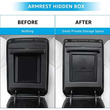 Motrobe 2025 Upgraded 3PCS Tesla Model 3 Model Y Center Console Organizer Tray Hidden Armrest Storage Box for 2025-2021 Model Y 2023-2021 Model 3 Tesla Accessories [Not Fit 2024 Model 3 Highland]