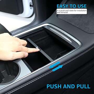 Motrobe 2025 Upgraded 3PCS Tesla Model 3 Model Y Center Console Organizer Tray Hidden Armrest Storage Box for 2025-2021 Model Y 2023-2021 Model 3 Tesla Accessories [Not Fit 2024 Model 3 Highland]