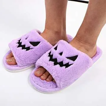Cozy Halloween Pumpkin Jack O Lantern Slippers - TITTOK