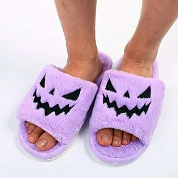 Cozy Halloween Pumpkin Jack O Lantern Slippers - TITTOK