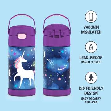 Thermos Kids Straw Bottle - Space Unicorn 12oz
