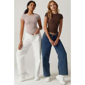 QINSEN Crop Tops for Women Crewneck Short Sleeve T Shirts Summer Y2K Going Out Top, Coffee Bean Large