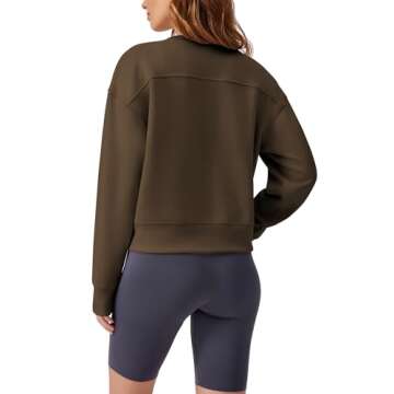 PINSPARK Cropped Crewneck Sweatshirt for Women Oversized Long Sleeve Crop Top Lightweight Pullover S...