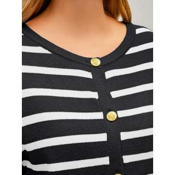 EFAN Womens Cropped Cardigan Sweaters 2024 Fall Trendy Lightweight Knit Tweed Blazer Jackets Dressy Casual Fashion Cashmere Outfits Cute Clothes Black White S