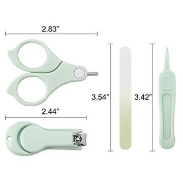 PandaEar Baby Nail Manicure Pedicure Grooming Care Kit (4 Pack) | Baby-safe Clippers, Scissors, File...